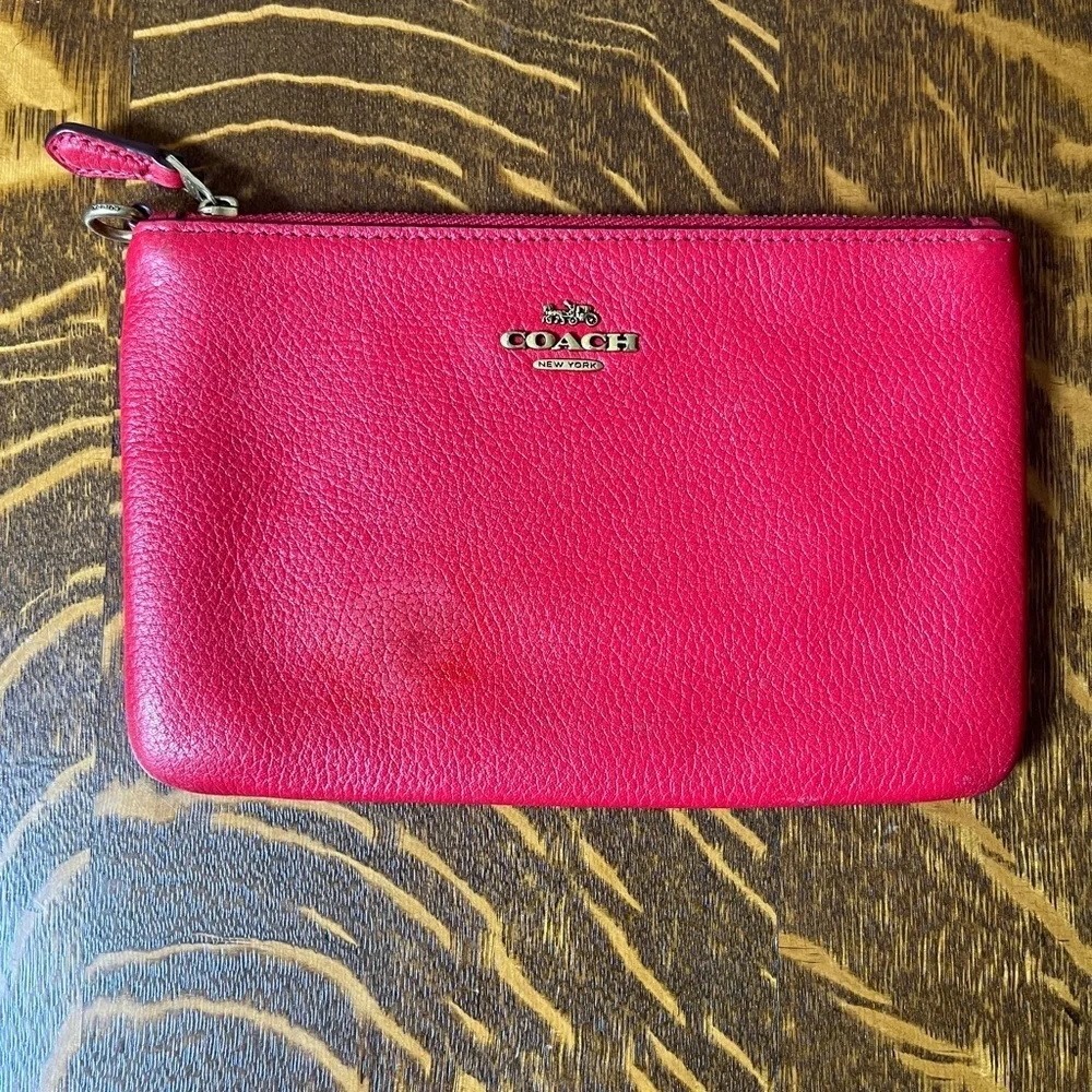 Coach Red Pebbled Leather Wristlet